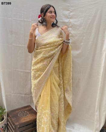 D.NO.  BY BT SOFT ORGANZA SILK SAREE WHOLESALER IN INDIA